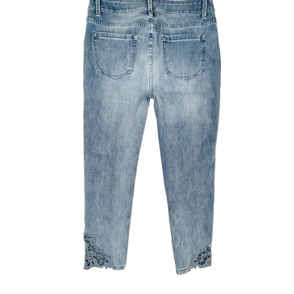 Soft Surroundings Jeans 8 PETITE Blue High Rise Stretch Lace Crochet Hem - Picture 6 of 14